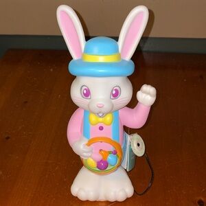 Cute Easter Bunny Light Up Blow Mold 14” Tall NWT
